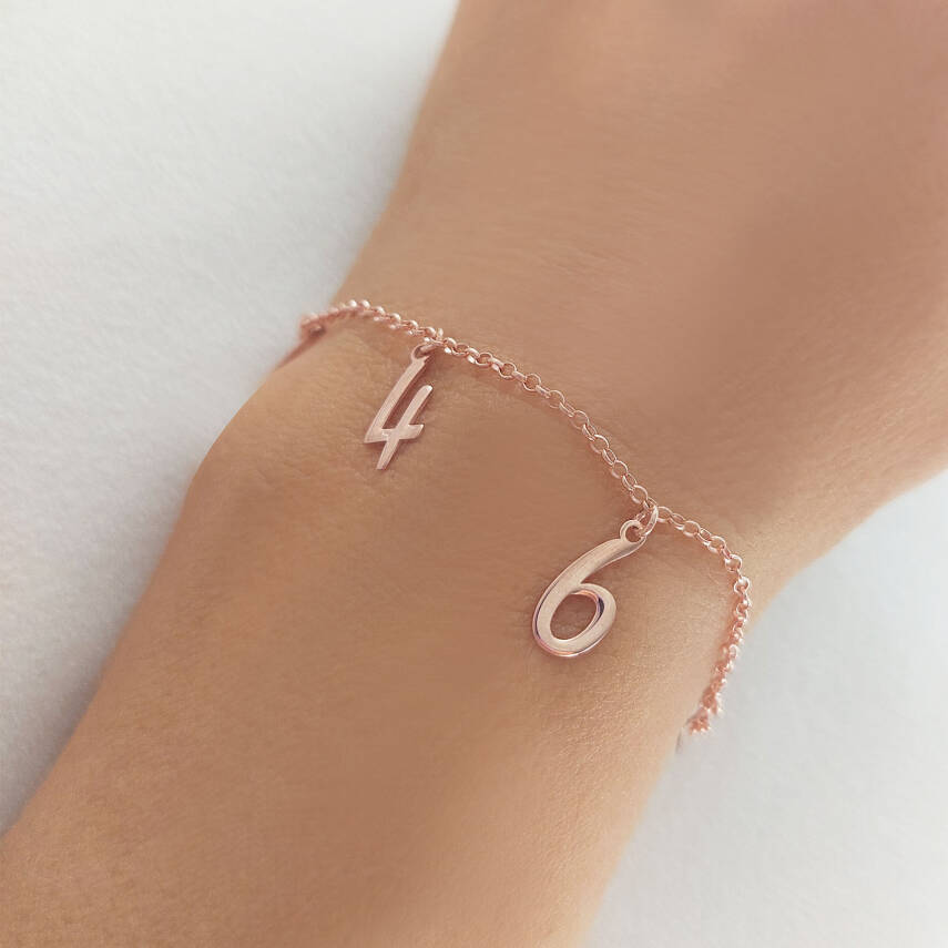 Vaoov 925 Ayar Gümüş Dört Rakamlı Zincir Bileklik - 4