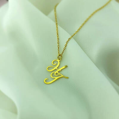 Vaoov 925 Ayar Gümüş El Yazısı İki Harfli Kolye - 3