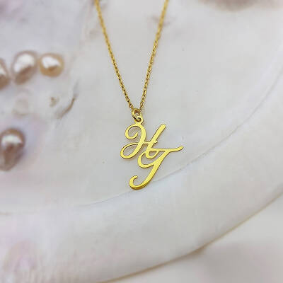 Vaoov 925 Ayar Gümüş El Yazısı İki Harfli Kolye - 5