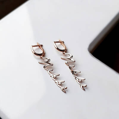 Vaoov 925 Ayar Gümüş El Yazısı İsim Dikey Küpe - 5