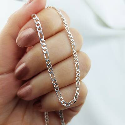 Vaoov 925 Ayar Gümüş Erkek Figaro Zincir - 3