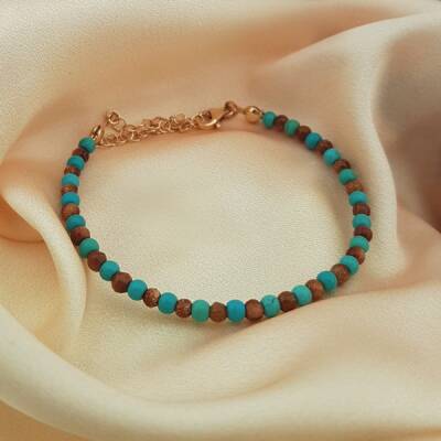 VAOOV 925 Ayar Gümüş Firuze ve Yıldız Tozu Taşlı Bileklik - 2