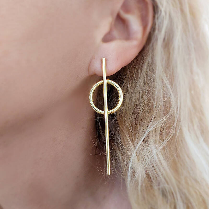 Vaoov 925 Ayar Gümüş Geometrik Küpe - 1