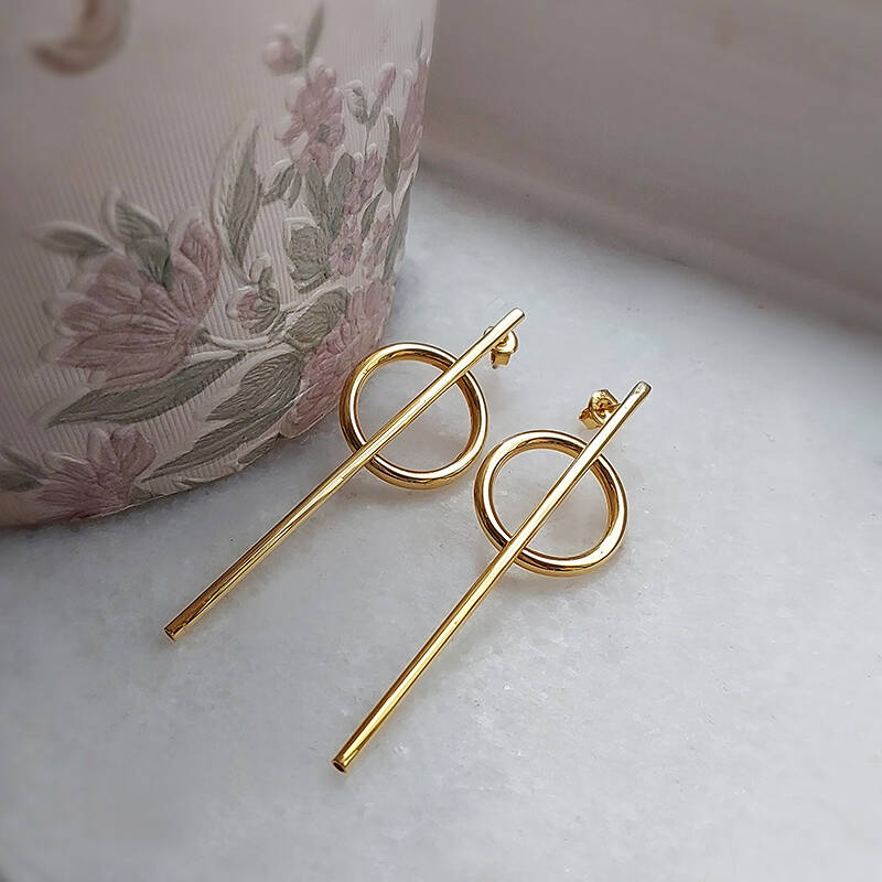 Vaoov 925 Ayar Gümüş Geometrik Küpe - 2