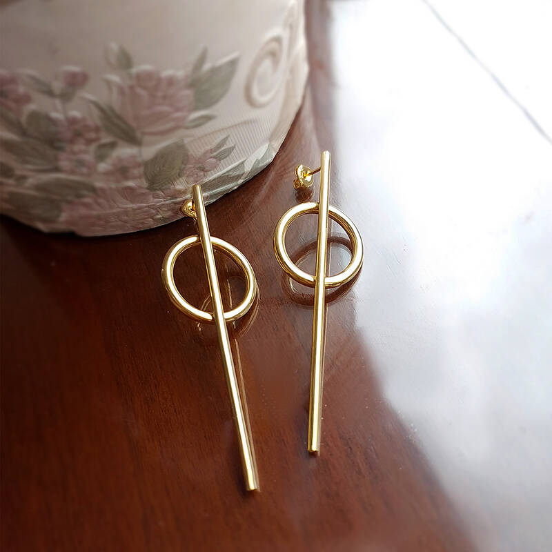 Vaoov 925 Ayar Gümüş Geometrik Küpe - 3