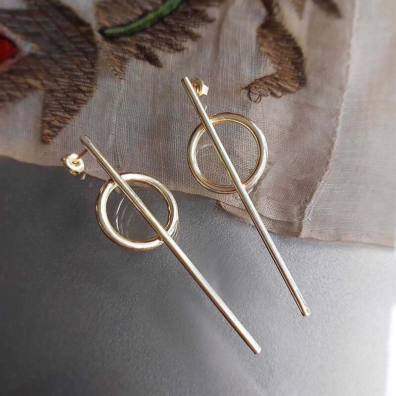 Vaoov 925 Ayar Gümüş Geometrik Küpe - 4