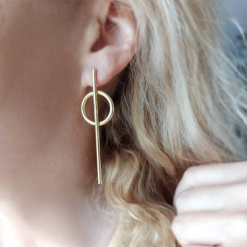 Vaoov 925 Ayar Gümüş Geometrik Küpe - 5