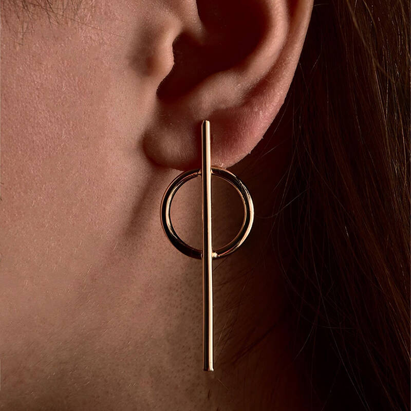 Vaoov 925 Ayar Gümüş Geometrik Küpe - 6