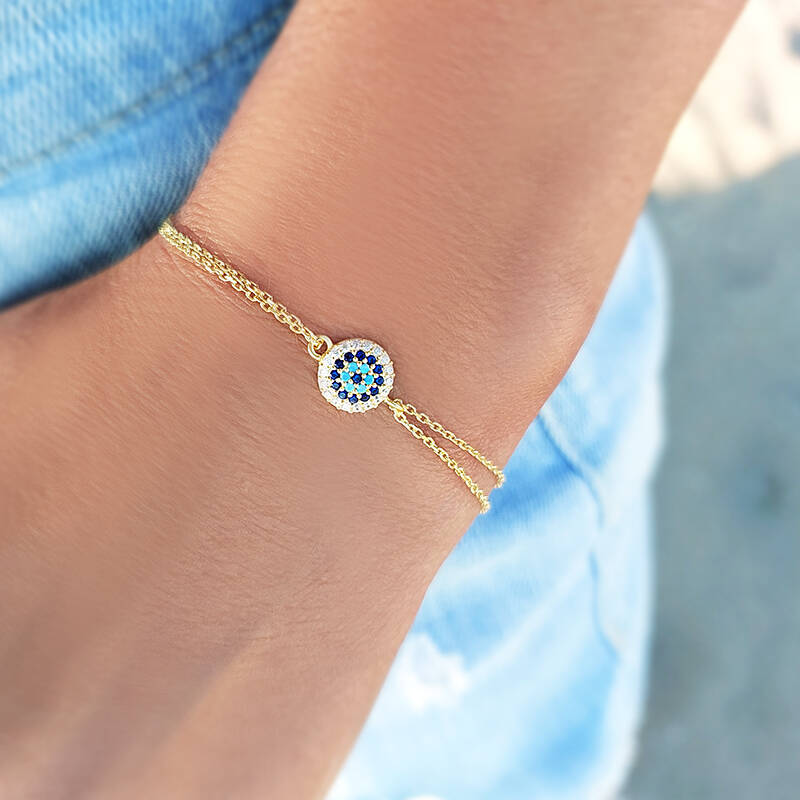 Vaoov 925 Ayar Gümüş Gold Nazar Bileklik - 1