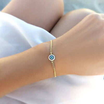 Vaoov 925 Ayar Gümüş Gold Nazar Bileklik - 2