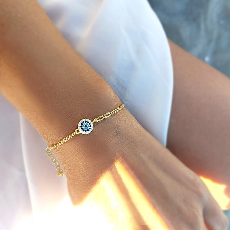 Vaoov 925 Ayar Gümüş Gold Nazar Bileklik - 4