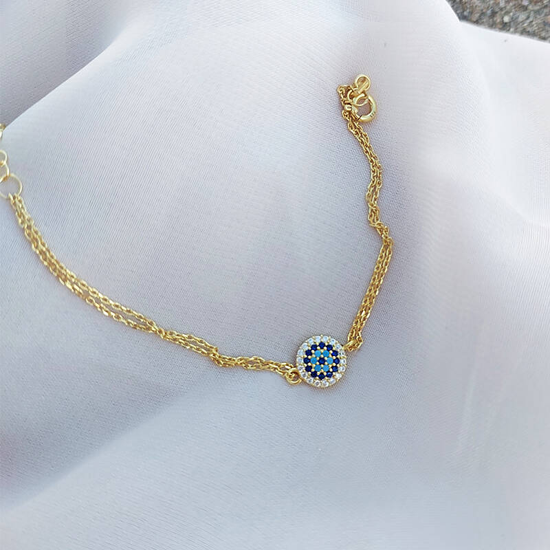 Vaoov 925 Ayar Gümüş Gold Nazar Bileklik - 5