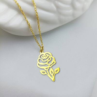 Vaoov 925 Ayar Gümüş Gül Kolye - 1