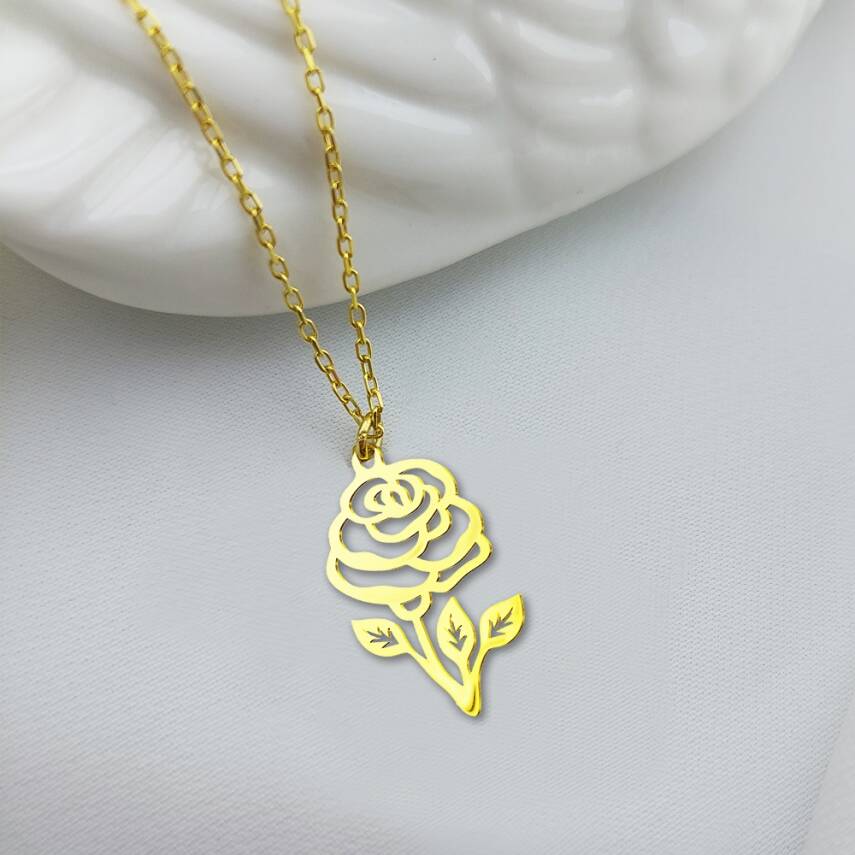 Vaoov 925 Ayar Gümüş Gül Kolye - 1