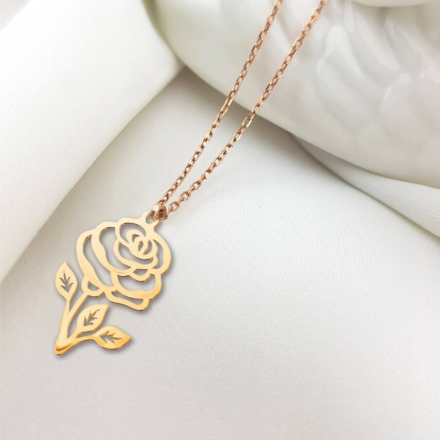 Vaoov 925 Ayar Gümüş Gül Kolye - 2