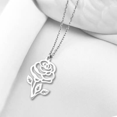 Vaoov 925 Ayar Gümüş Gül Kolye - 3