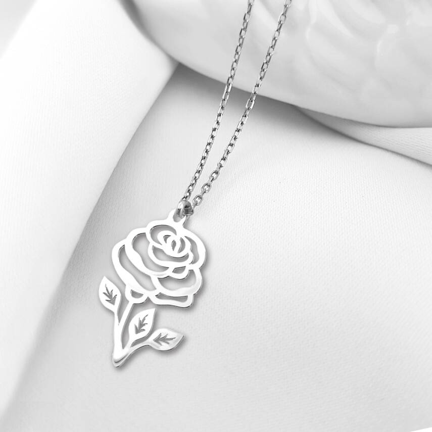 Vaoov 925 Ayar Gümüş Gül Kolye - 3