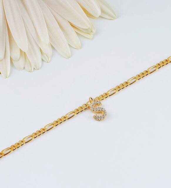 Vaoov 925 Ayar Gümüş Harfli Halhal  - 2