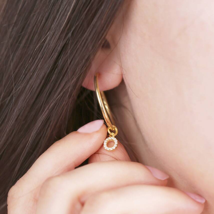 Vaoov 925 Ayar Gümüş Harfli Halka Küpe - 3