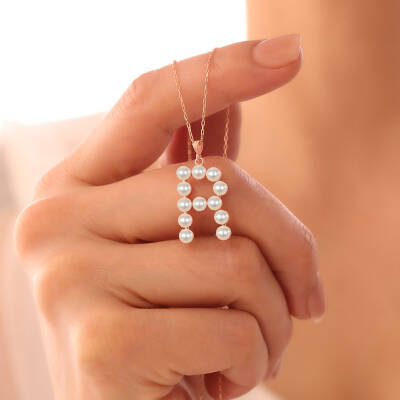 Vaoov 925 Ayar Gümüş Harfli İnci Kolye