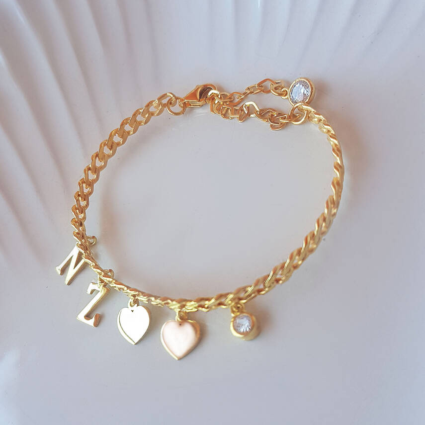 Vaoov 925 Ayar Gümüş Harfli Kalp Kelepçe Bilezik - 1