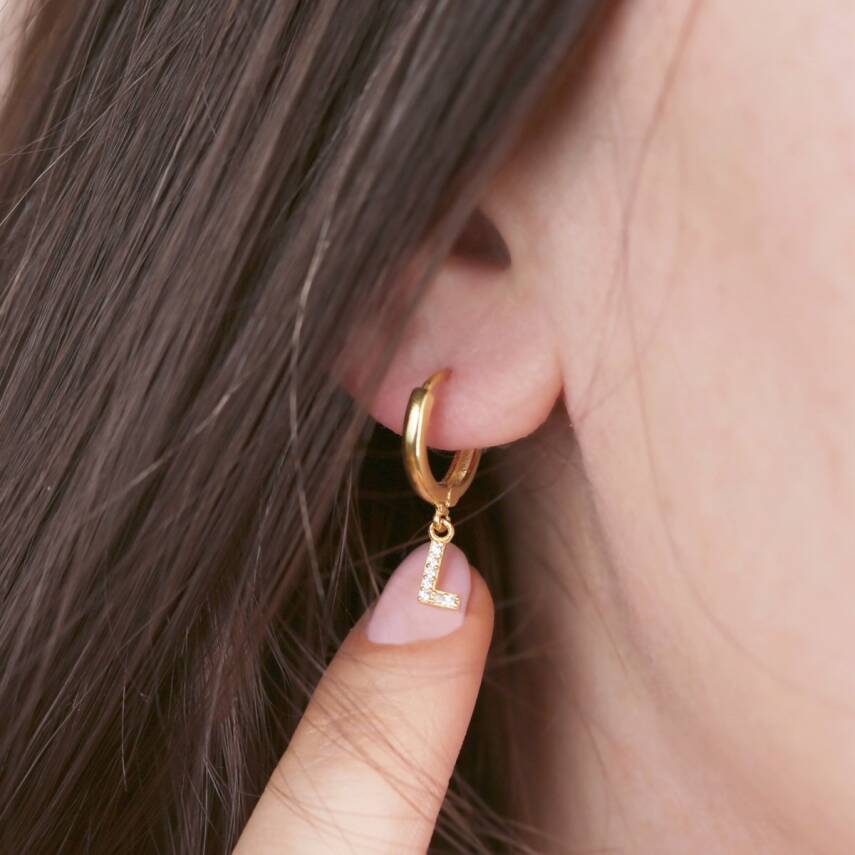 Vaoov 925 Ayar Gümüş Harfli Küpe - 1