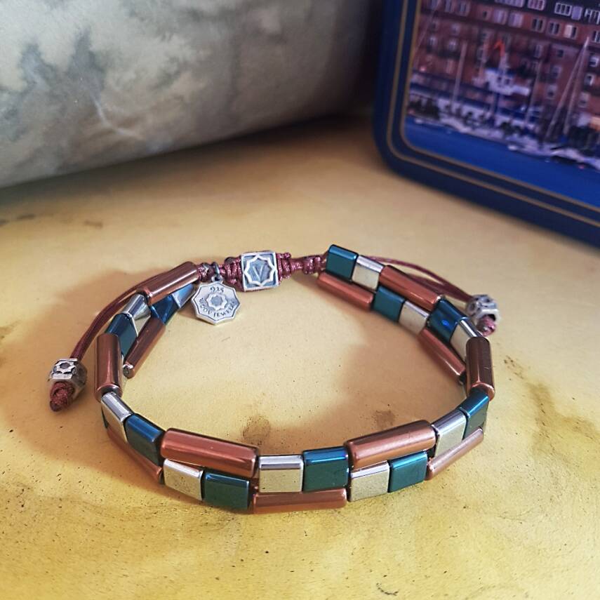 Vaoov 925 Ayar Gümüş Hematit Taşlı Erkek Bileklik - 1