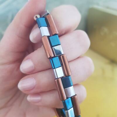 Vaoov 925 Ayar Gümüş Hematit Taşlı Erkek Bileklik - 2