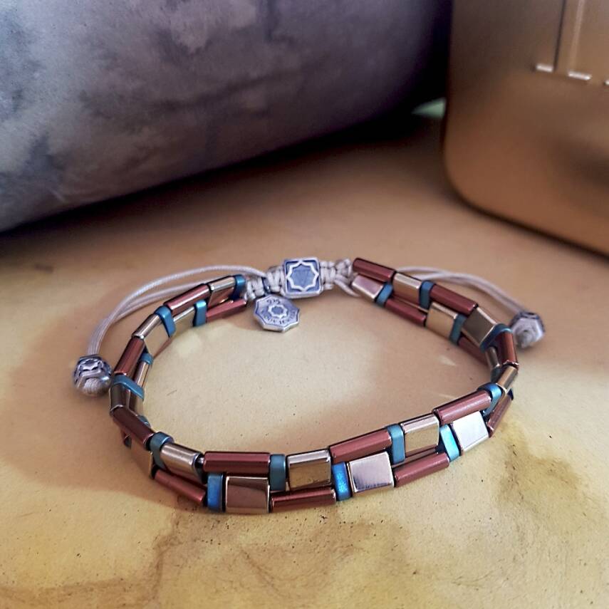 Vaoov 925 Ayar Gümüş Hematit Taşlı Erkek Bileklik  - 1