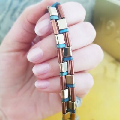 Vaoov 925 Ayar Gümüş Hematit Taşlı Erkek Bileklik  - 2