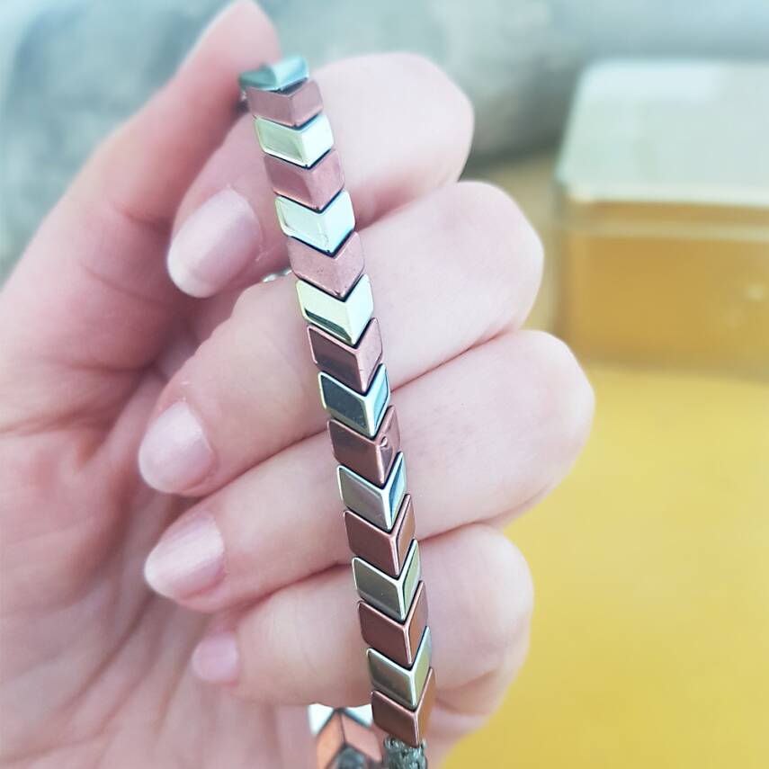 Vaoov 925 Ayar Gümüş Hematit Taşlı Erkek Bileklik - 2