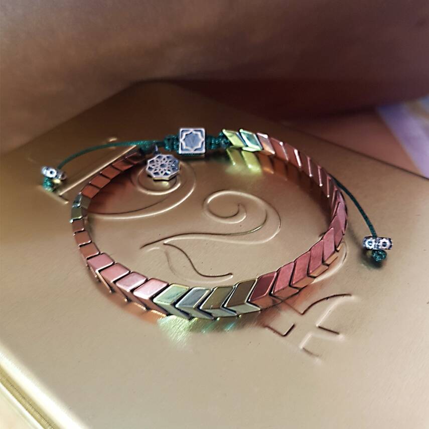 Vaoov 925 Ayar Gümüş Hematit Taşlı Erkek Bileklik - 1