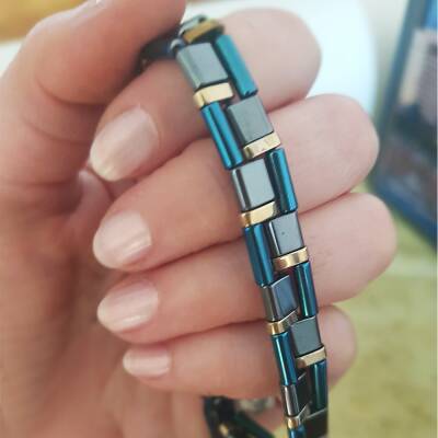 Vaoov 925 Ayar Gümüş Hematit Taşlı Erkek Bileklik - 2