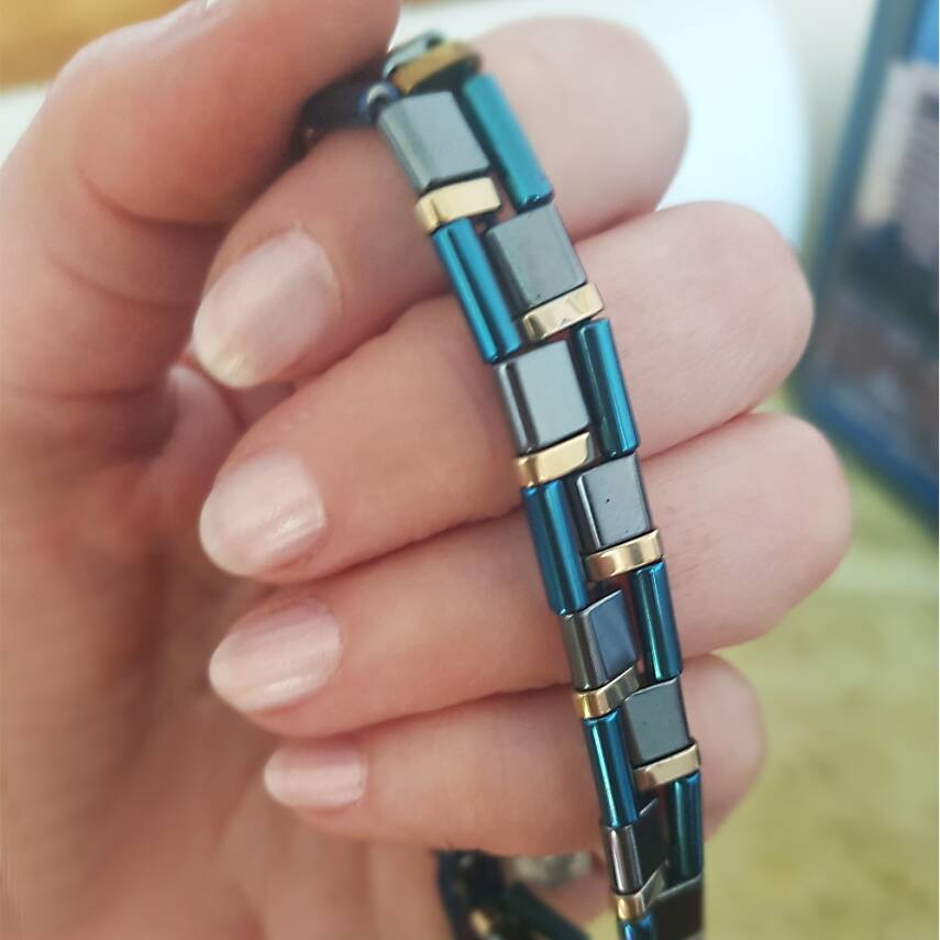 Vaoov 925 Ayar Gümüş Hematit Taşlı Erkek Bileklik - 2