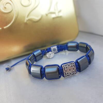 Vaoov 925 Ayar Gümüş Hematit Taşlı Erkek Bileklik  - 2