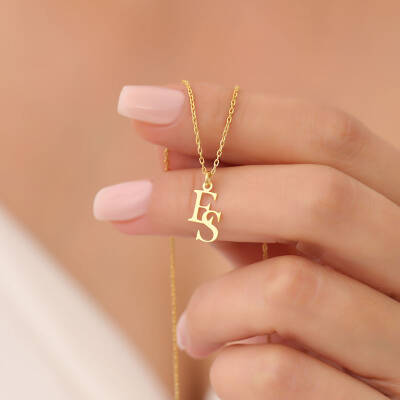 Vaoov 925 Ayar Gümüş İki Harfli Minimal Kolye