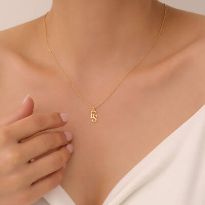 Vaoov 925 Ayar Gümüş İki Harfli Minimal Kolye - 2