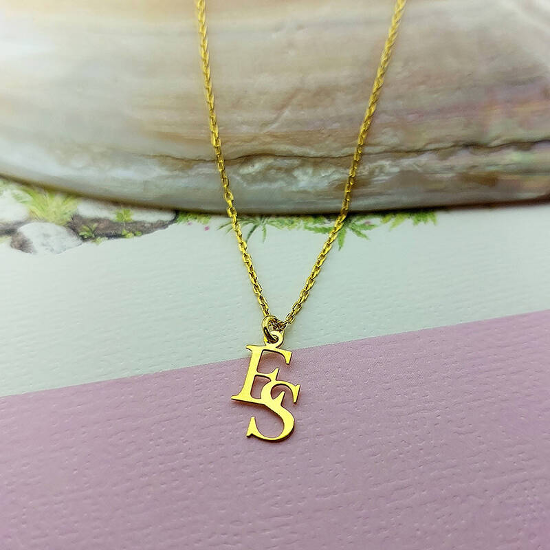 Vaoov 925 Ayar Gümüş İki Harfli Minimal Kolye - 7