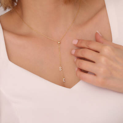 Vaoov 925 Ayar Gümüş İki Harfli Sallantılı Kolye