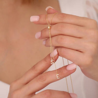 Vaoov 925 Ayar Gümüş İki Harfli Sallantılı Kolye - 2