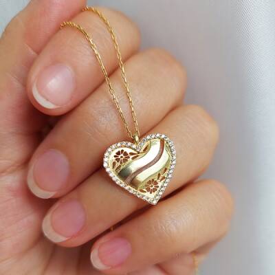 Vaoov 925 Ayar Gümüş İki İsimli Kişiye Özel Kalp Kolye - 5