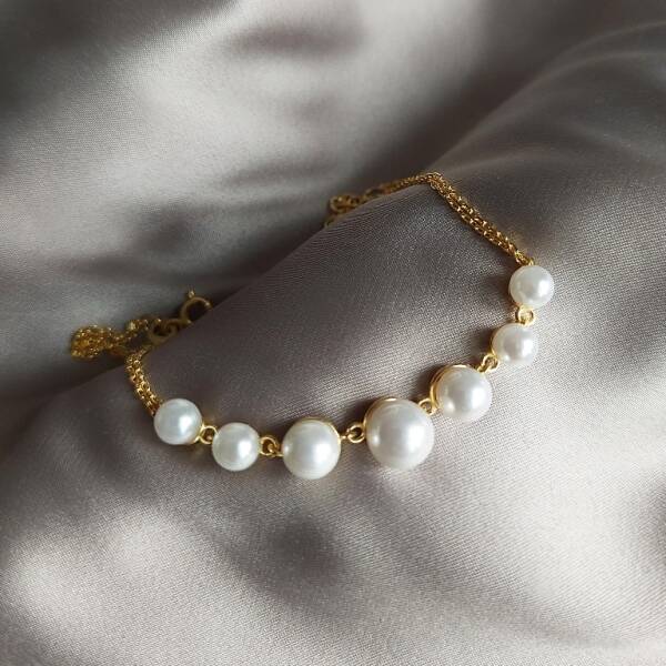 Vaoov 925 Ayar Gümüş İnci Bileklik - 2