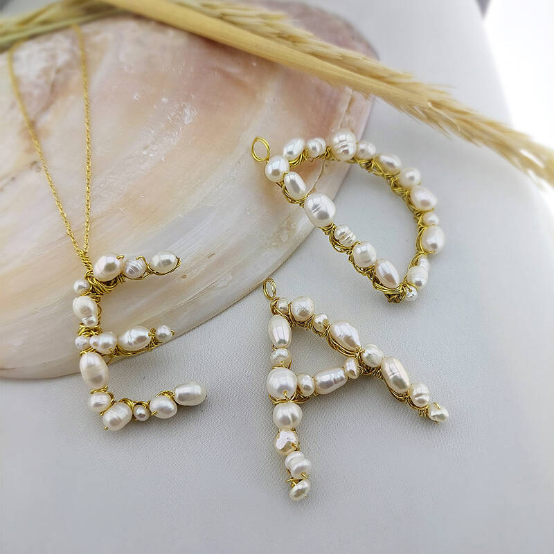 Vaoov 925 Ayar Gümüş İnci Harf Kolye - 1