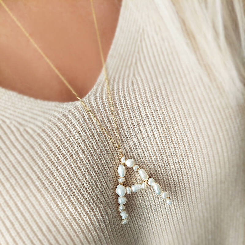 Vaoov 925 Ayar Gümüş İnci Harf Kolye - 3