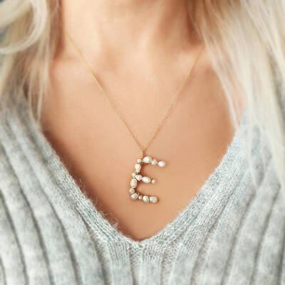 Vaoov 925 Ayar Gümüş İnci Harf Kolye - 11