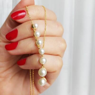 Vaoov 925 Ayar Gümüş İnci Kolye - 5