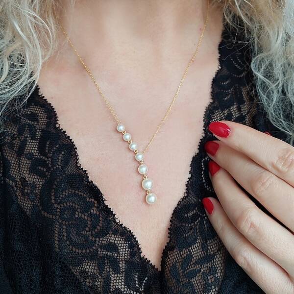 Vaoov 925 Ayar Gümüş İnci Kolye - 6