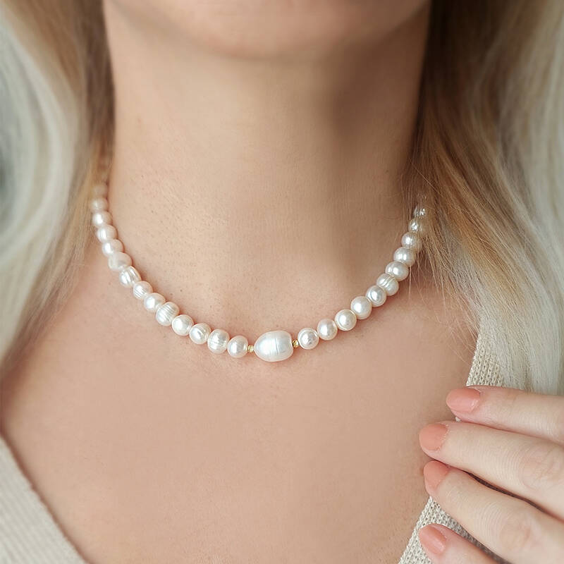 Vaoov 925 Ayar Gümüş İnci Kolye - 1