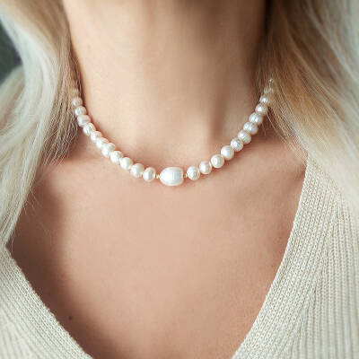 Vaoov 925 Ayar Gümüş İnci Kolye - 5