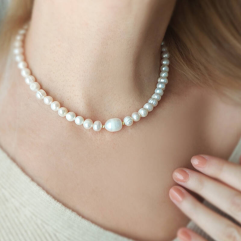 Vaoov 925 Ayar Gümüş İnci Kolye - 6